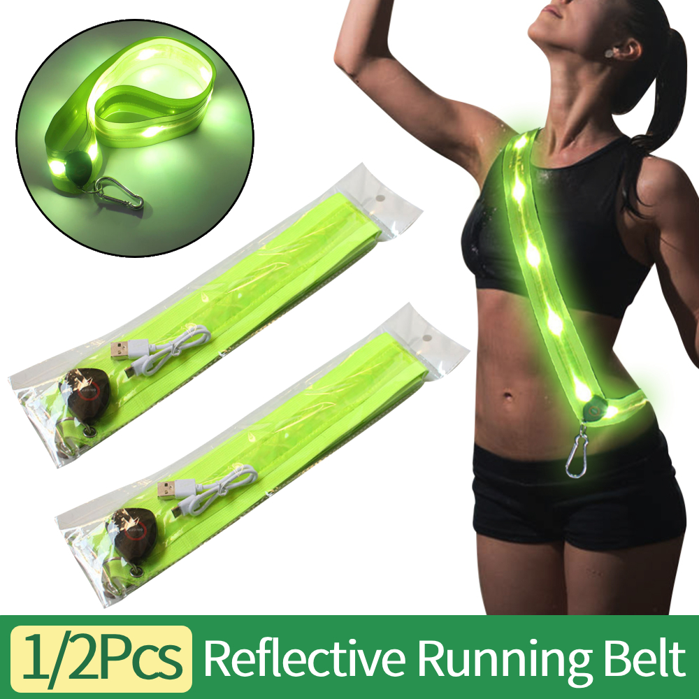 Running Gear Lights - 1/2Pcs LED Reflective Running Belt Rechargeable