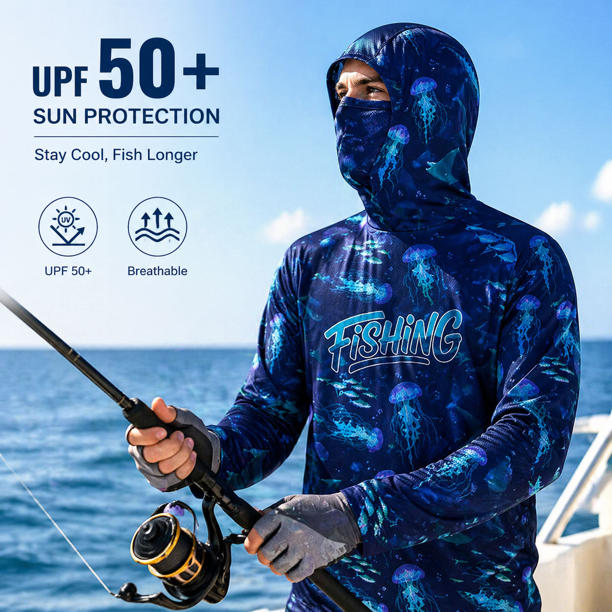 Fishing Hood Riding Tops Wear  - Running Gear Kit ulasan dan harga