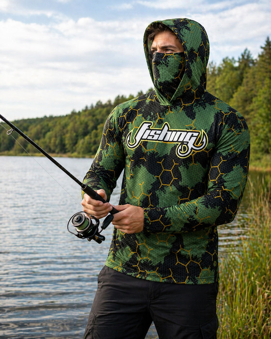 Fishing Hood Riding Tops Wear  - Running Gear Kit ulasan dan harga